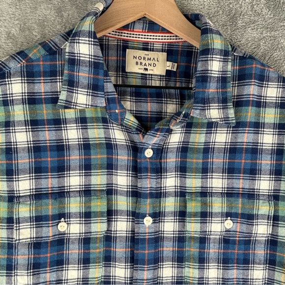 The Normal Brand Other - The Normal Brand Shirt Adult Large Blue Green Plaid Flannel Button Up Pockets